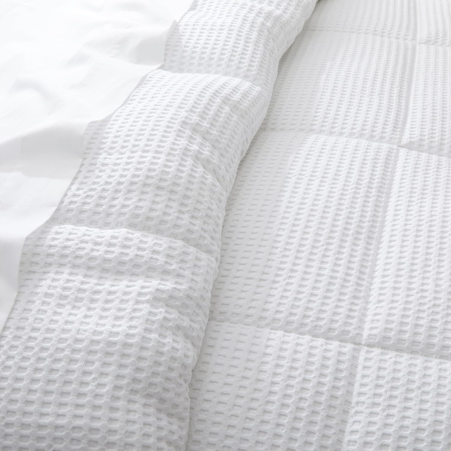 Levtex Home Mills Waffle Full/Queen Comforter Set (90x94in) with 2 Pillow Shams (26x20in) - Bright White - 100% Cotton Full/Queen Size Comforter Set - Soft, Pre-Washed