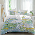 Prime Leader Abstract Geometric Duvet Cover Set Queen Size 4 Pieces Yellow Blue Green Oil Painting Style Bedding Set with Zipper Closure, 1 Comforter Cover 90x92 Inches 1 Flat Sheet & 2 Pillow Cases