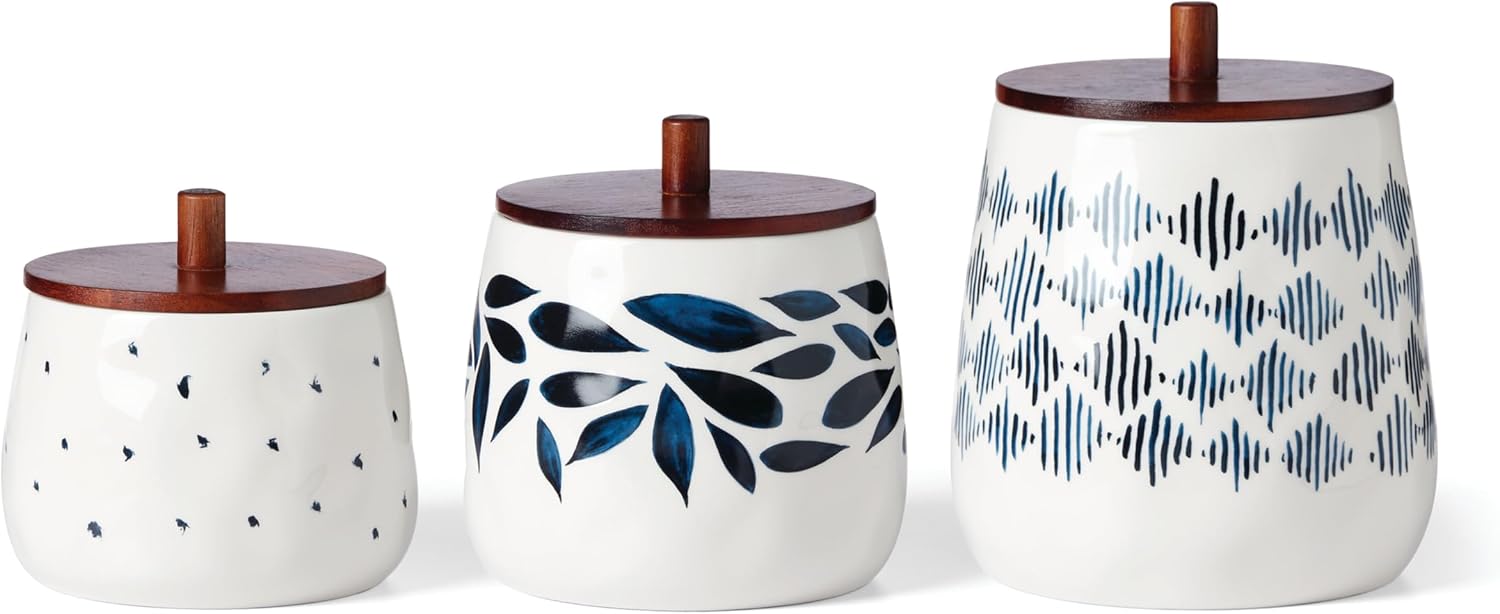 Lenox Blue Bay Dinnerware & Serveware Collection, Porcelain Tableware, Canister Set, 3-Piece