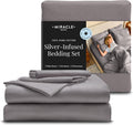 Miracle Made Breathable Cotton Bed Sheets, 4-Piece Set – Silver-Treated, Soft and Cool-to-the-Touch Lightweight Bedding Designed for Hot Sleepers – King Size, Stone