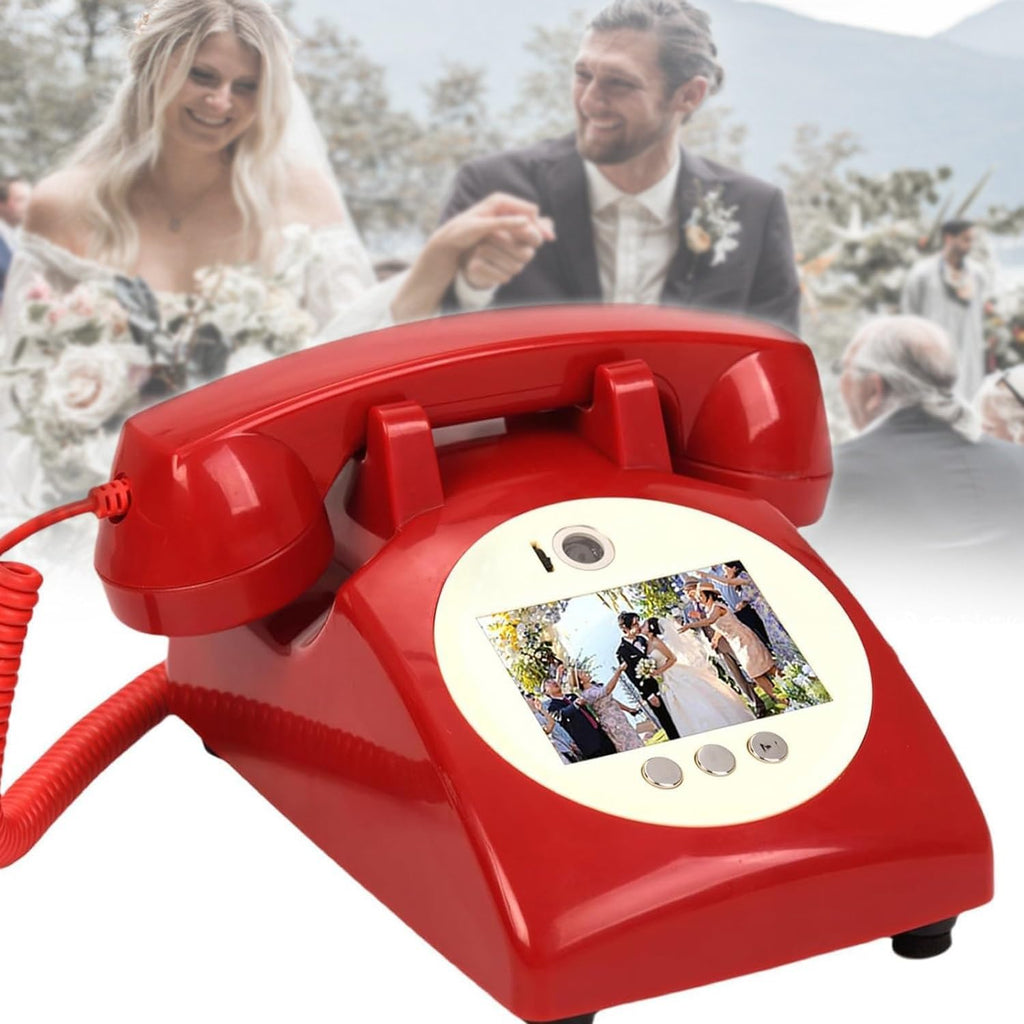New Video Audio Guest Book Wedding Phone, 32G 1080P HD Video Audio Phone Guestbook, Creative Record Audio GuestBook for Wedding Bridal Shower, Birthday, Graduations, Baby Shower(Red)