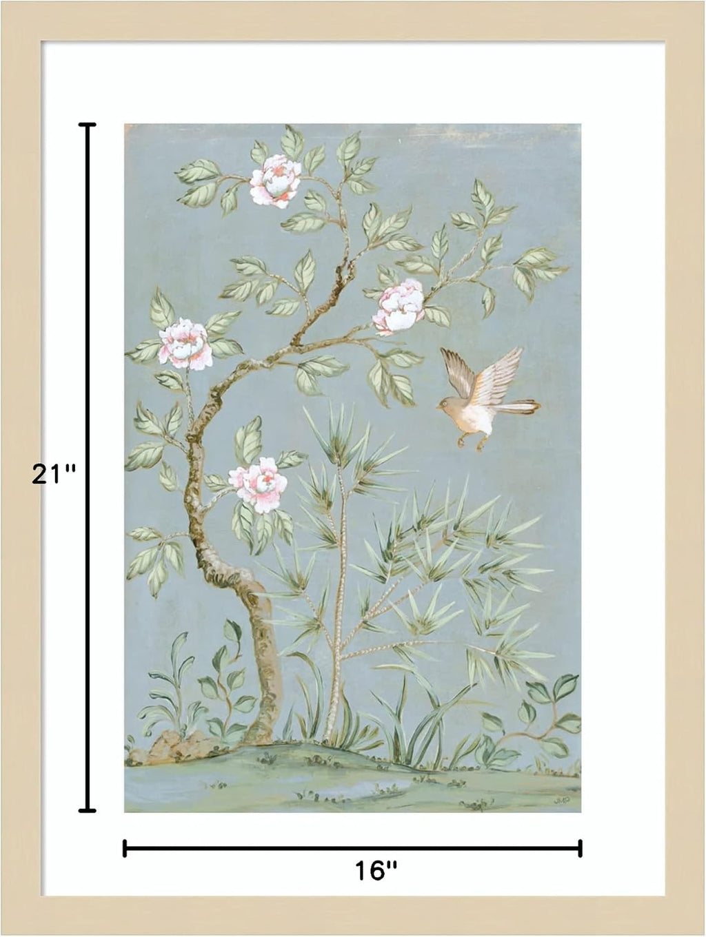 Amanti Art Framed Wall Art Print 21x16 Spring Flower Mural II Blue by Julia Purinton, Flowers Wall Art, Vintage Decor, Small Poster Painting Artwork for Living Room, Bedroom, Bathroom, Kitchen,