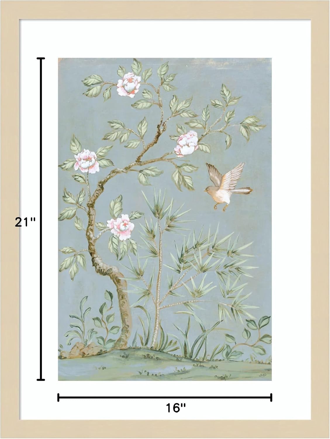 Amanti Art Framed Wall Art Print 21x16 Spring Flower Mural II Blue by Julia Purinton, Flowers Wall Art, Vintage Decor, Small Poster Painting Artwork for Living Room, Bedroom, Bathroom, Kitchen,