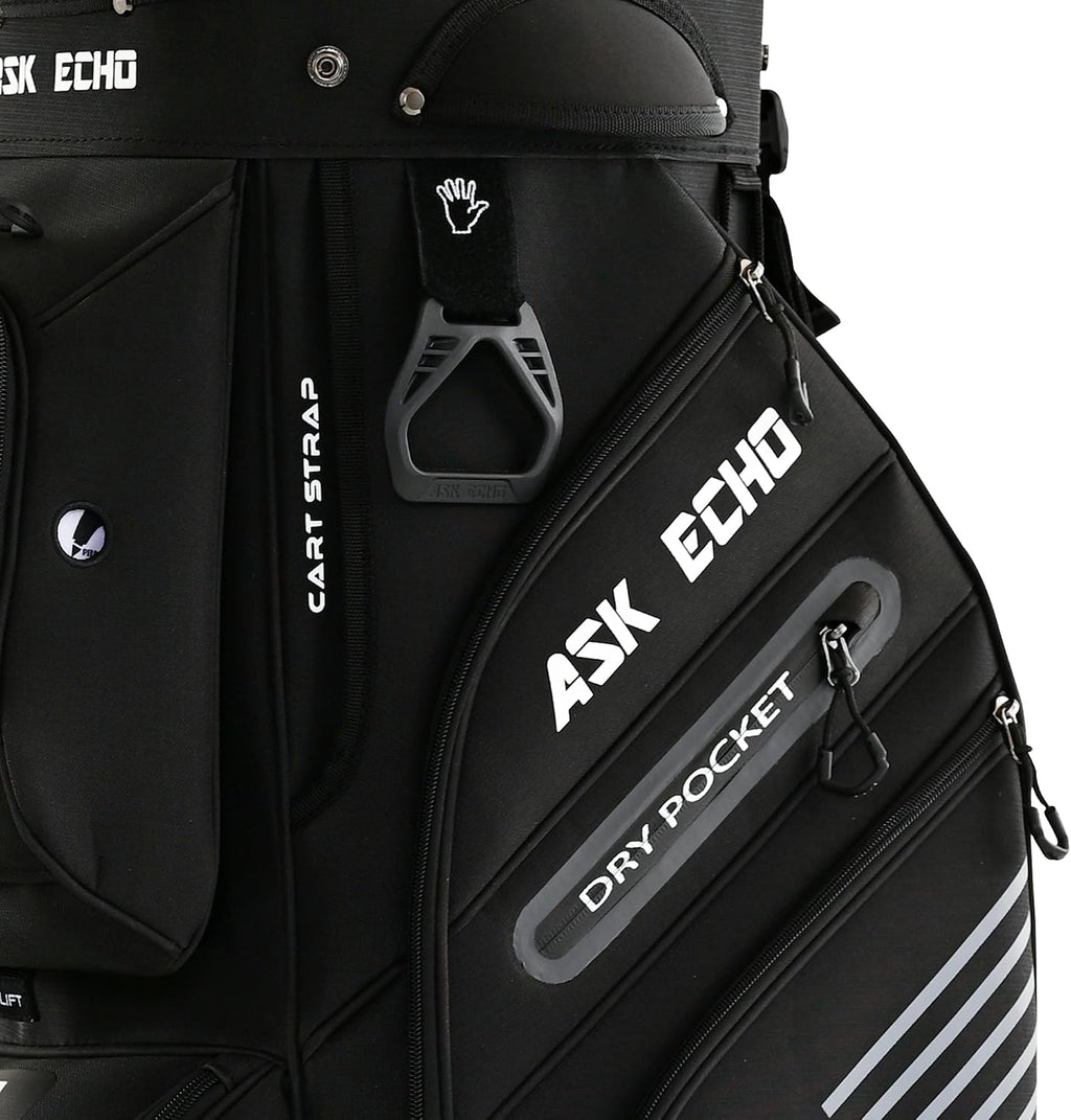 ASK ECHO T-Lock Golf Cart Bag with 14 Way Organizer Divider Top, Premium Cart Bag with Handles and Rain Cover, for Men
