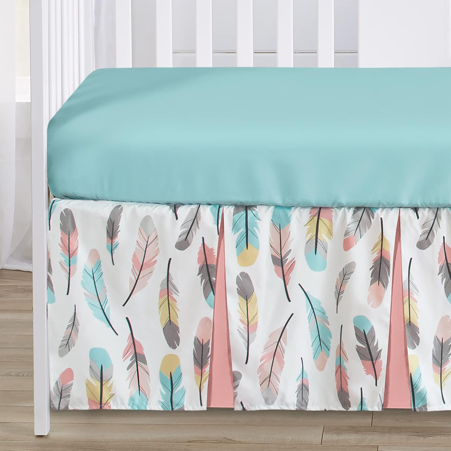 Sweet Jojo Designs Feather Baby Girls 4 Piece Crib Bedding Set