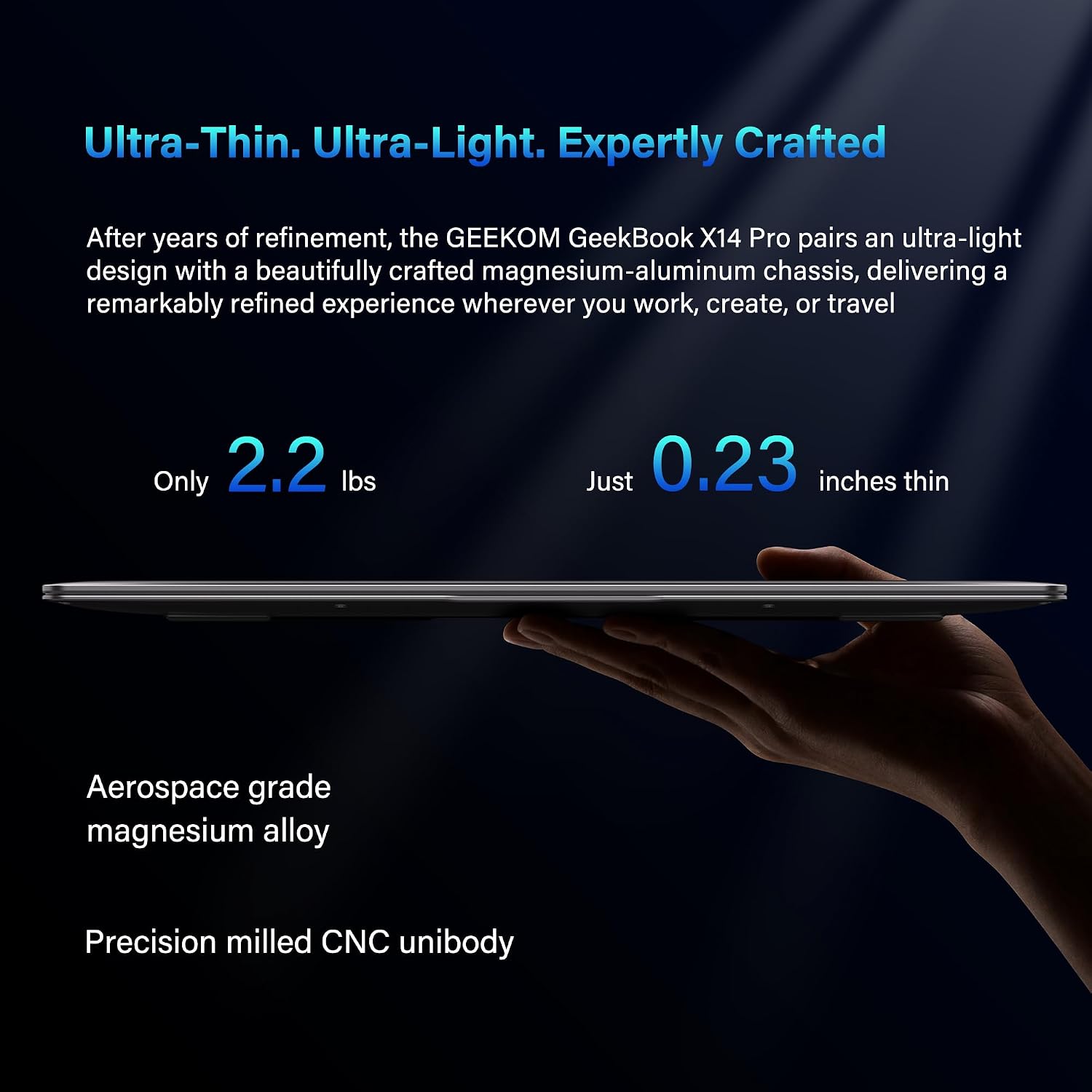 GEEKOM GeekBook X14 Pro Laptop, 2.2lbs Ultra Thin 14' 2.8K OLED Laptop Computer, Ultra 9 185H, 32GB LPDDR5x 7500MHz RAM 1TB SSD, Up to 16 Hour, 2X USB4, Fingerprint, Hub, Copilot, Windows 11 Pro