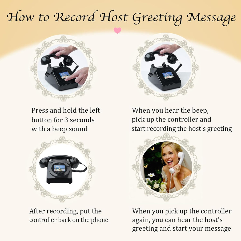 Video Audio Guest Book Wedding Phone,1080P HD Leave a Customized Video Messages, Ideal for a Variety of Memorable Party Occasions for Wedding, Birthday, Baby Shower, Graduation,retire (Black)