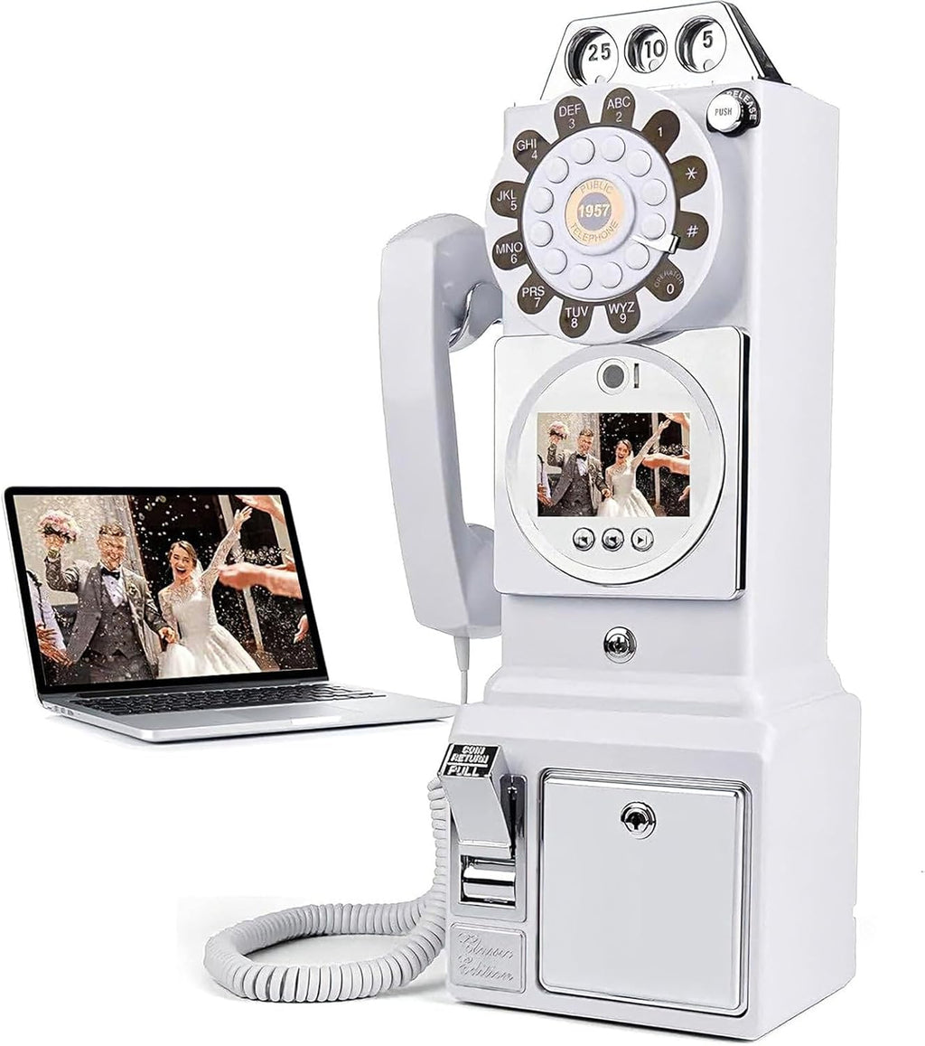 Audio Guest Book Wedding Phone Guestbook，Record Customized Audio Messages with GuestBook，Fun Engagements Anniversaries Baby Showers Graduation White