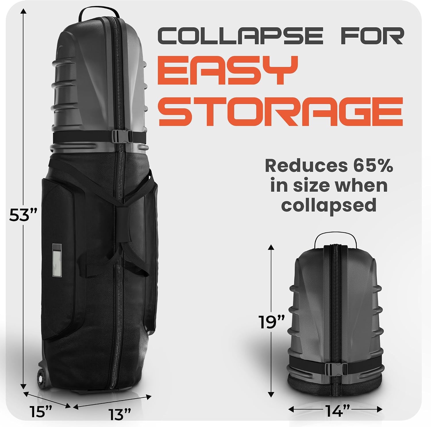 FIRED-UP Hard Top Golf Travel Bags for Airlines - 1680D Hard Case Golf Travel Bag with Wheels, Internal Strap, Grab Handle & Robust Zipper - Collapsible Hard Shell Golf Travel Case for Golf Club