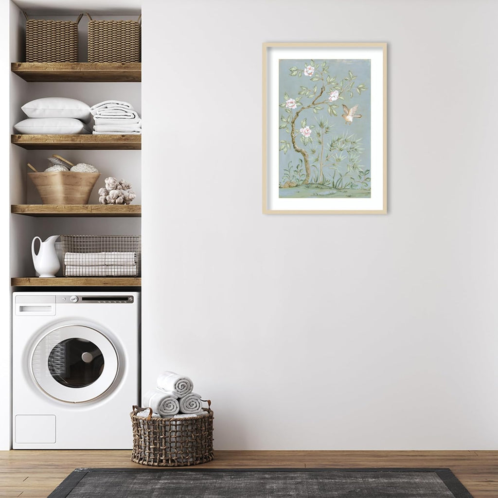 Amanti Art Framed Wall Art Print 41x30 Spring Flower Mural II Blue by Julia Purinton, Flowers Wall Art, Vintage Decor, X-Large Poster Painting Artwork for Living Room, Bedroom, Bathroom, Kitchen,