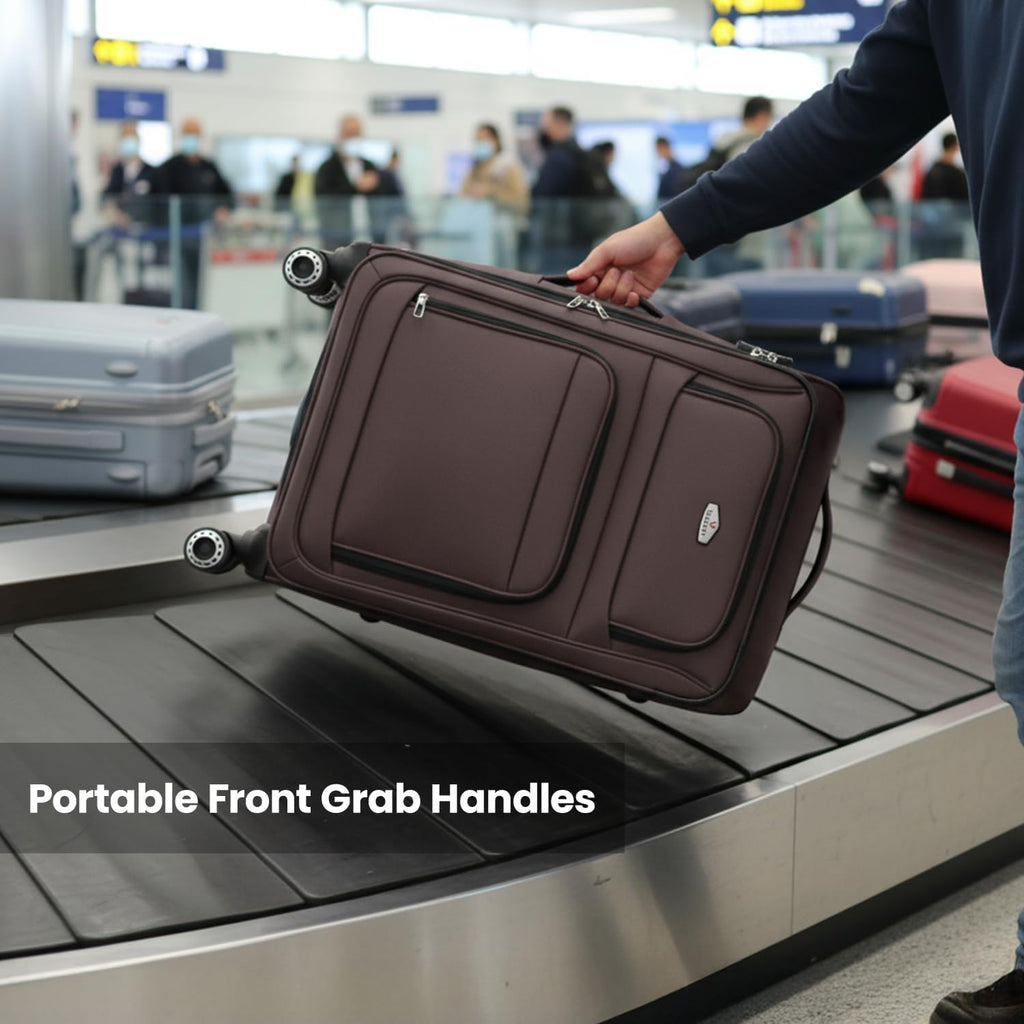 Softside Luggage Sets 2 Piece,Expandable15% Lightweight Durable Suitcase Sets Double Spinner Wheels & w/Combination LOCK（Coffee,20in/30in）