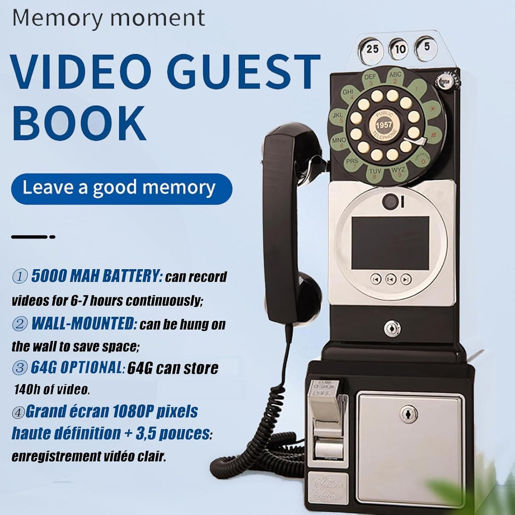 64GB Audio Guest Book Wedding Phone Record Customized Audio Messages with GuestBook Preserve Your Special Occasions for a Variety of Memorable Party Occasions Black