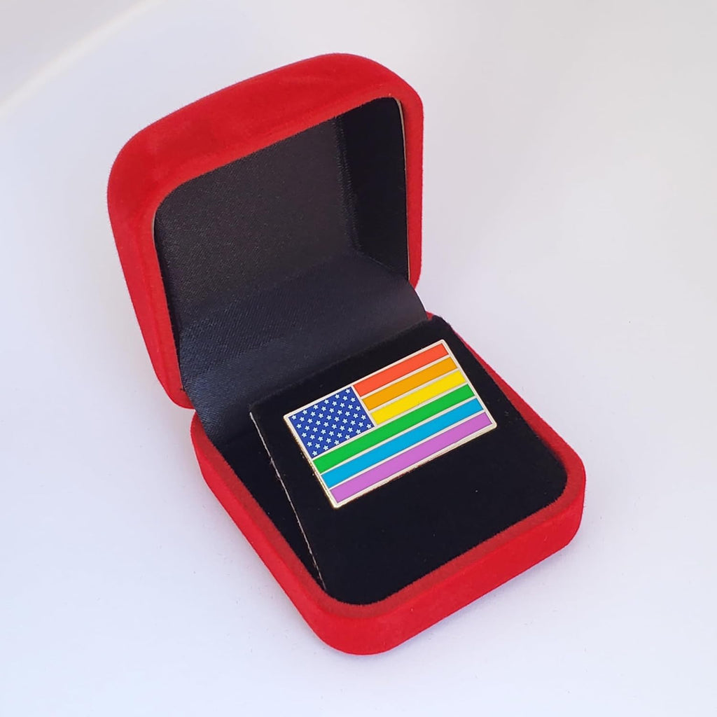 American USA Rainbow Gay Pride Flag Enamel Lapel Pin with Magnetic Backing for jacket, backpack, memorial, clothes, bag, shirt