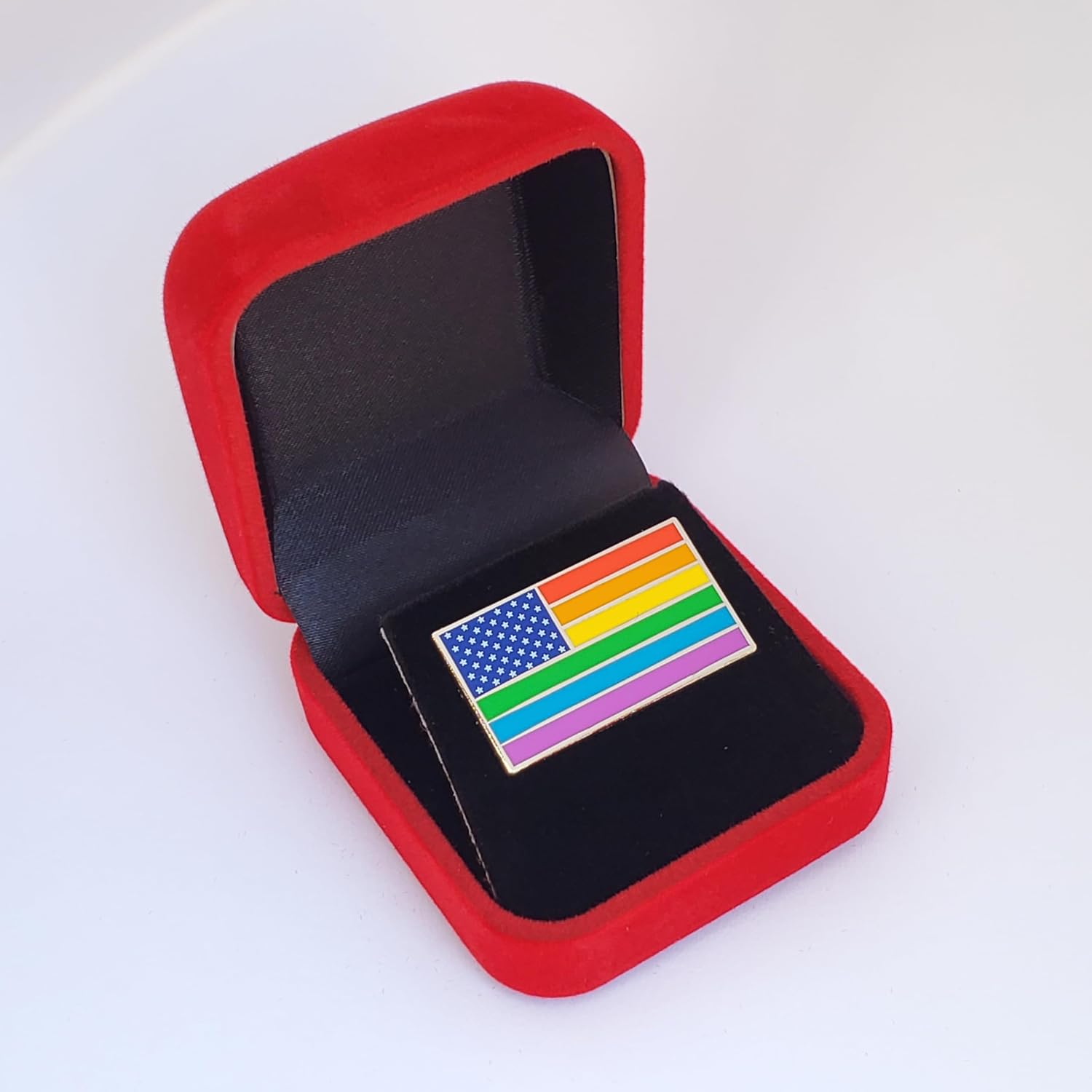 American USA Rainbow Gay Pride Flag Enamel Lapel Pin with Magnetic Backing for jacket, backpack, memorial, clothes, bag, shirt
