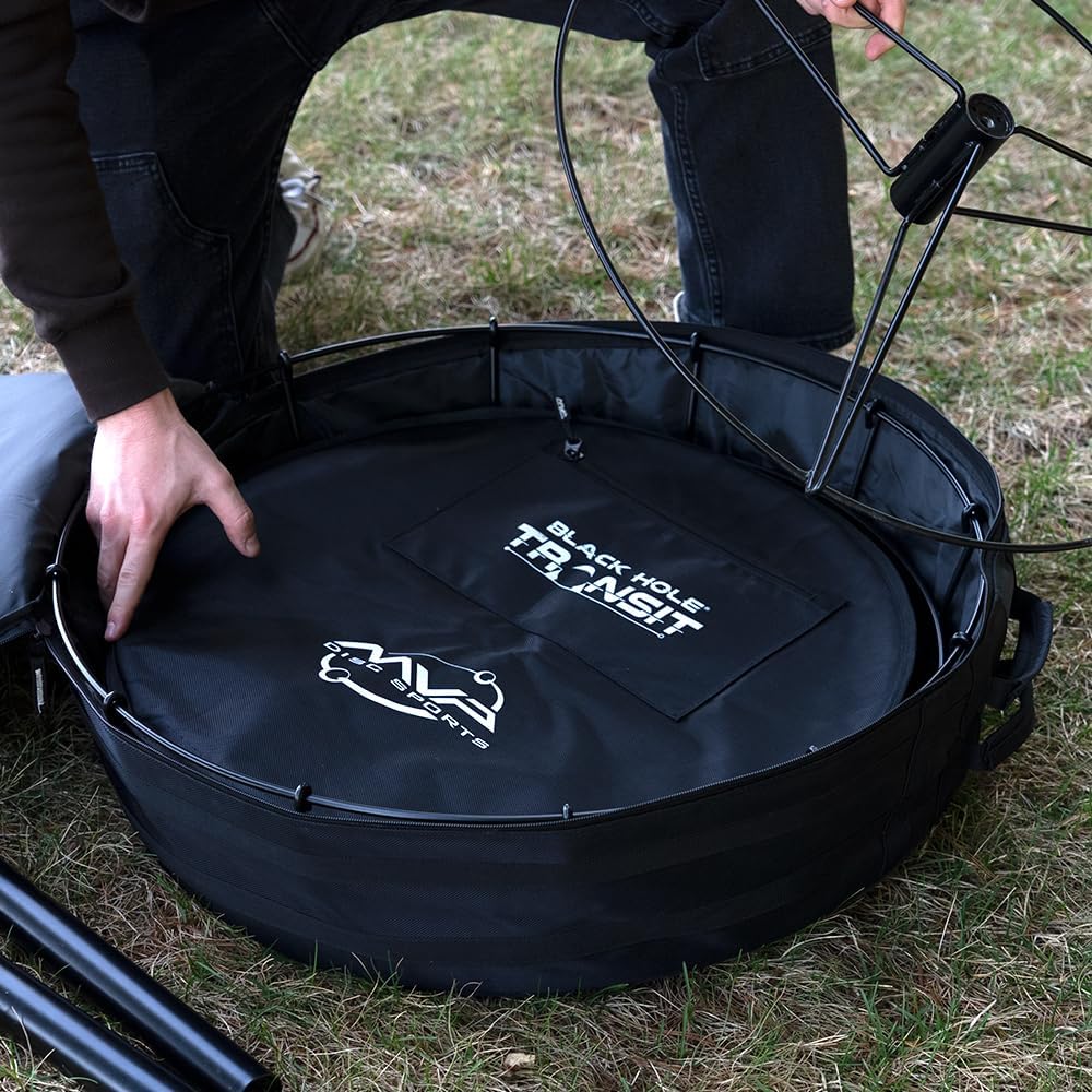 MVP Disc Sports Black Hole Pro 24-Chain Portable Disc Golf Basket with Transit Bag