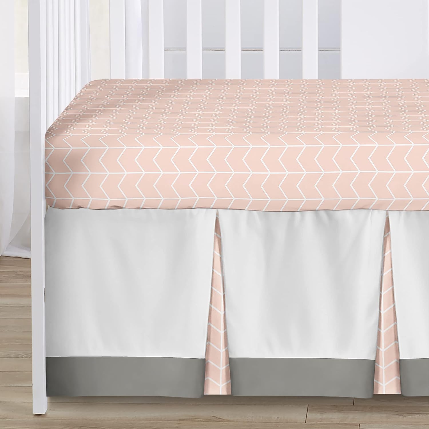 Sweet Jojo Designs Blush Pink, Grey and White Watercolor Elephant Safari Baby Girl Crib Bedding Set - 4 Pieces