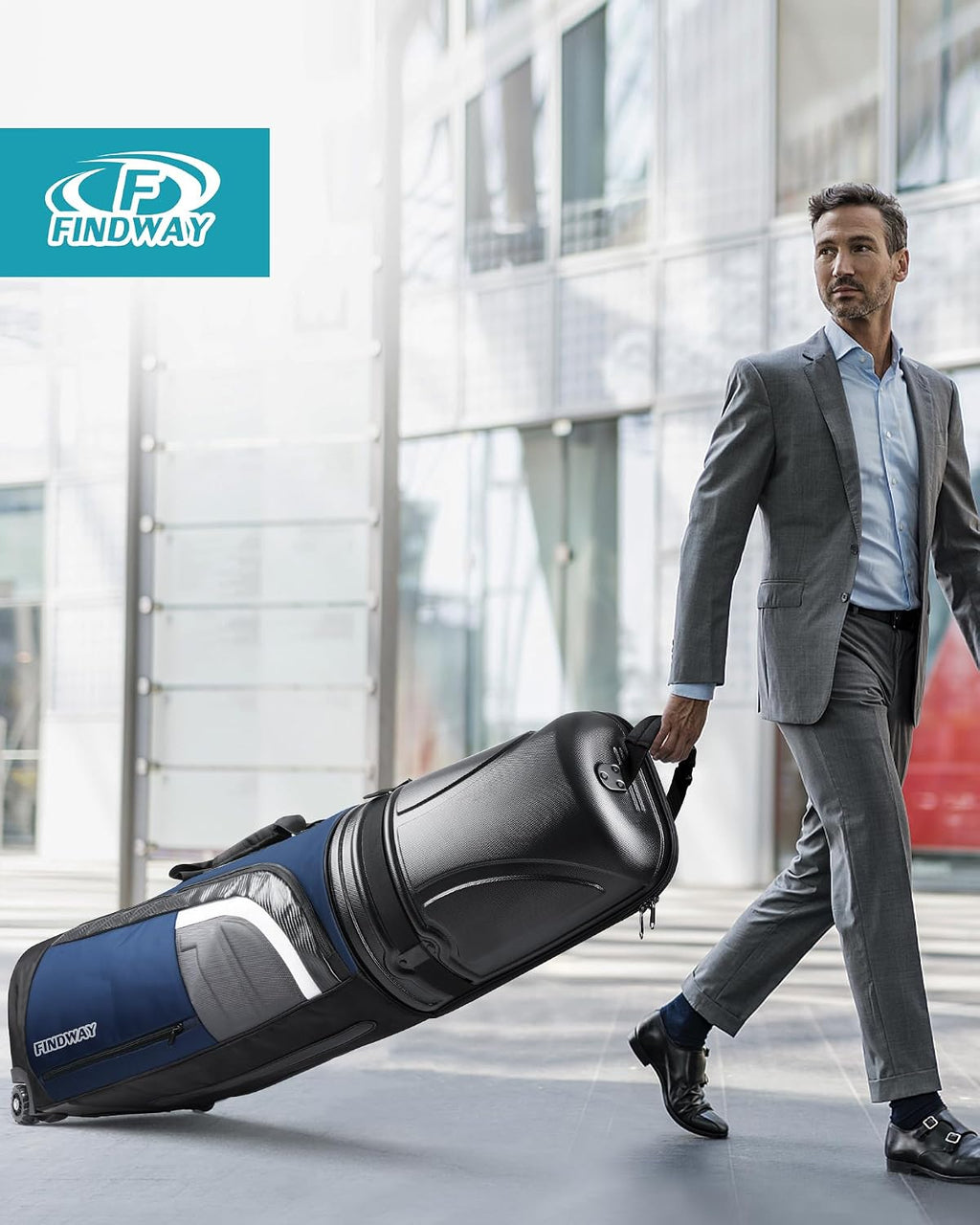 findway Golf Travel Bags for Airlines with Wheels and ABS Hard Case Top, Protect Your Clubs, Waterproof 1680D Oxford Fabric and Oversize Tank Wheels, Lightweight and Easy to Maneuver