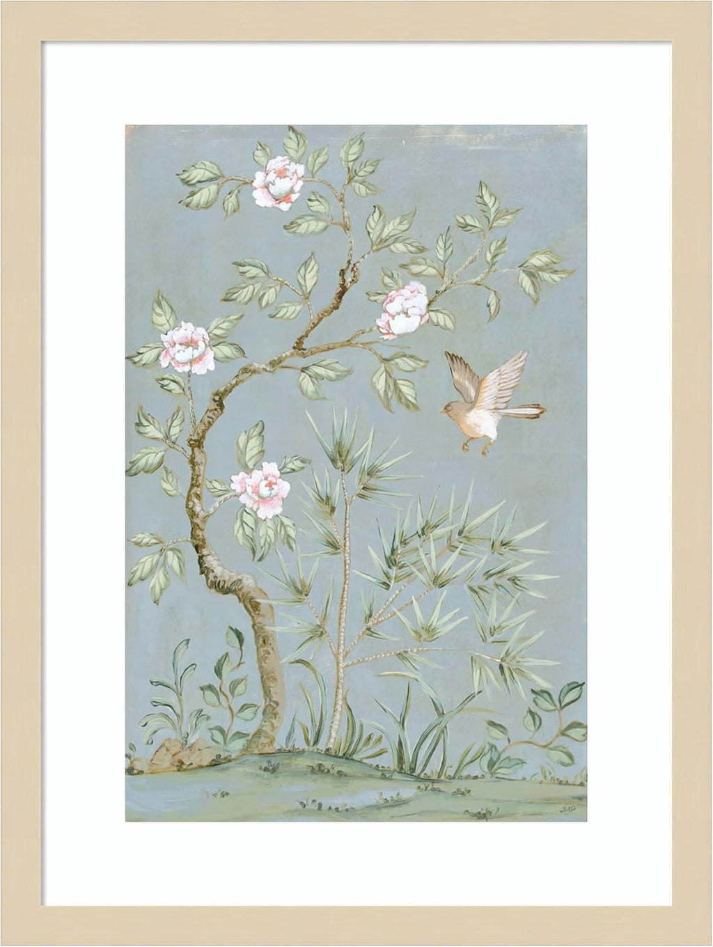Amanti Art Framed Wall Art Print 21x16 Spring Flower Mural II Blue by Julia Purinton, Flowers Wall Art, Vintage Decor, Small Poster Painting Artwork for Living Room, Bedroom, Bathroom, Kitchen,