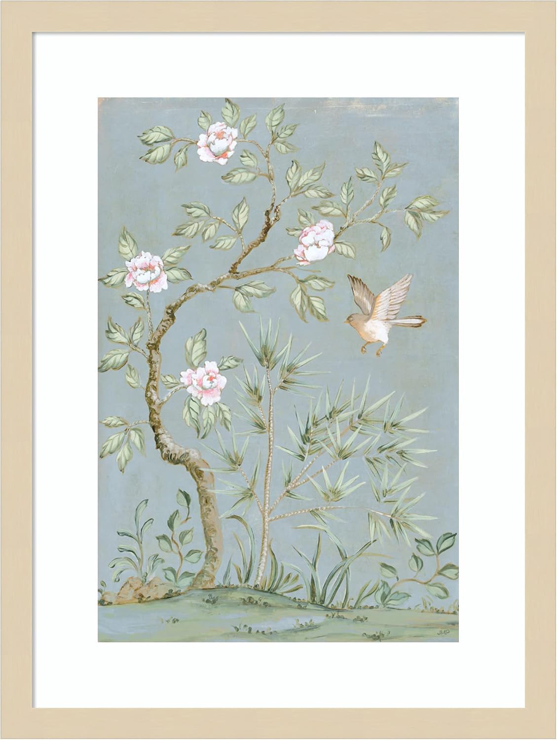 Amanti Art Framed Wall Art Print 21x16 Spring Flower Mural II Blue by Julia Purinton, Flowers Wall Art, Vintage Decor, Small Poster Painting Artwork for Living Room, Bedroom, Bathroom, Kitchen,