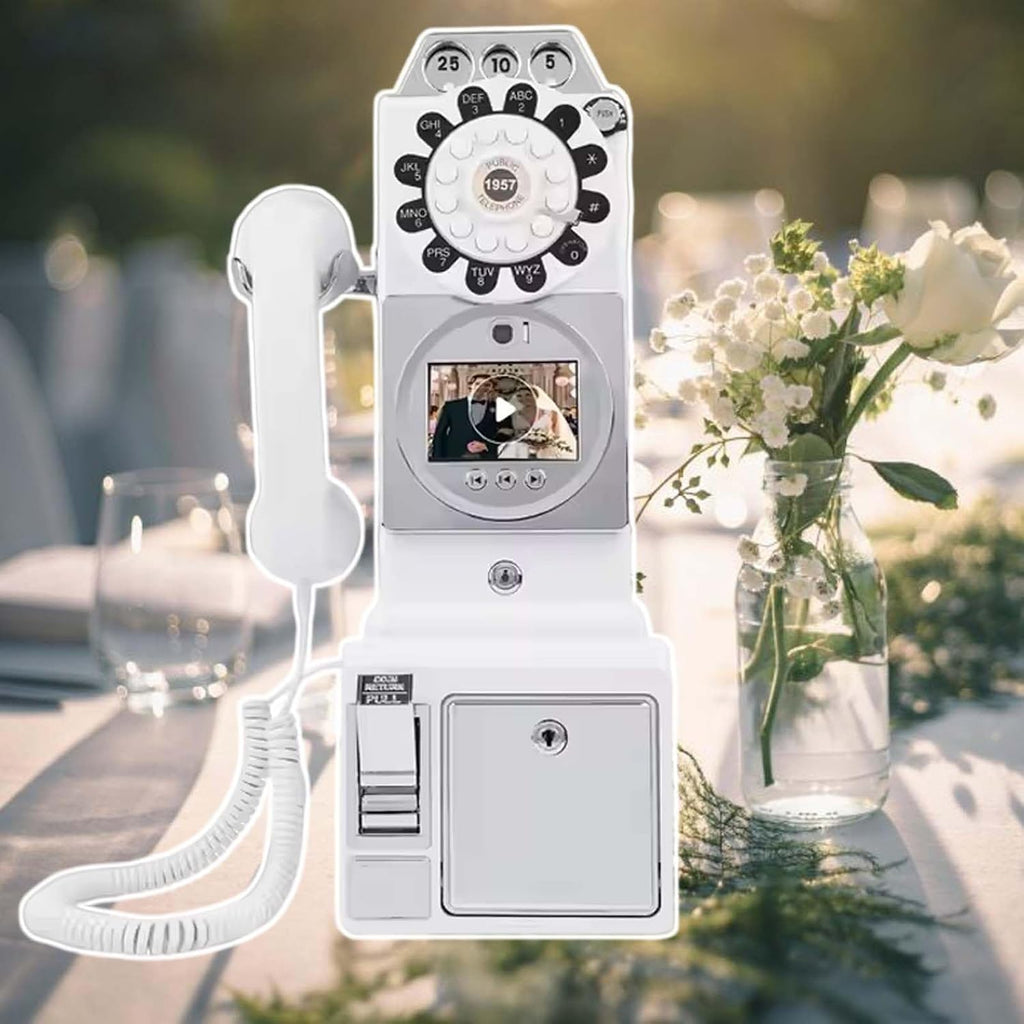 Video Audio Guest Book Wedding Phone,1080P Hd Video Audio Phone Guestbook,for Wedding/Celebration/Graduations/Baby Shower White