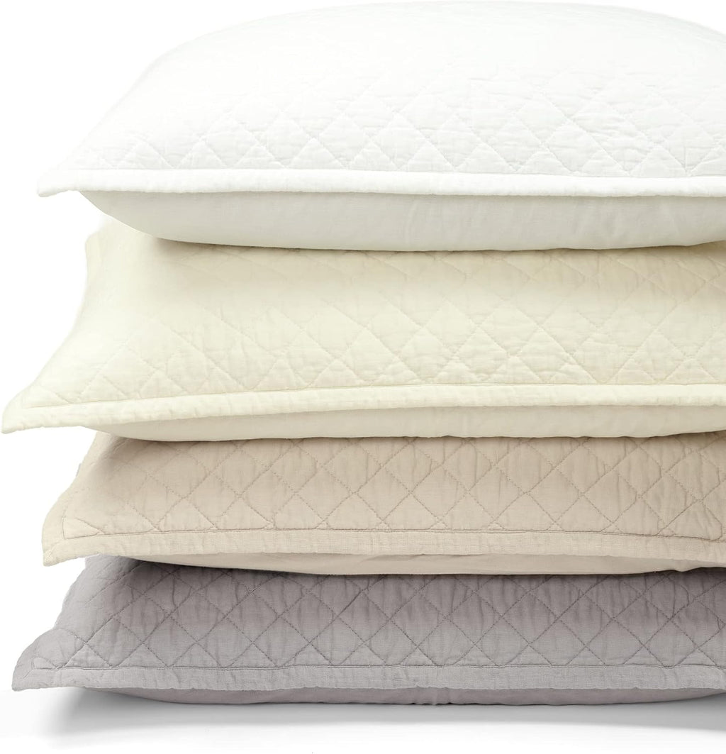 Lush Decor Belgian Flax Linen Blend Quilt Queen Size 3 Piece Set Full/Queen Ivory - Linen Bedding Set Queen Quilt - Cream Bedding - Modern Decor