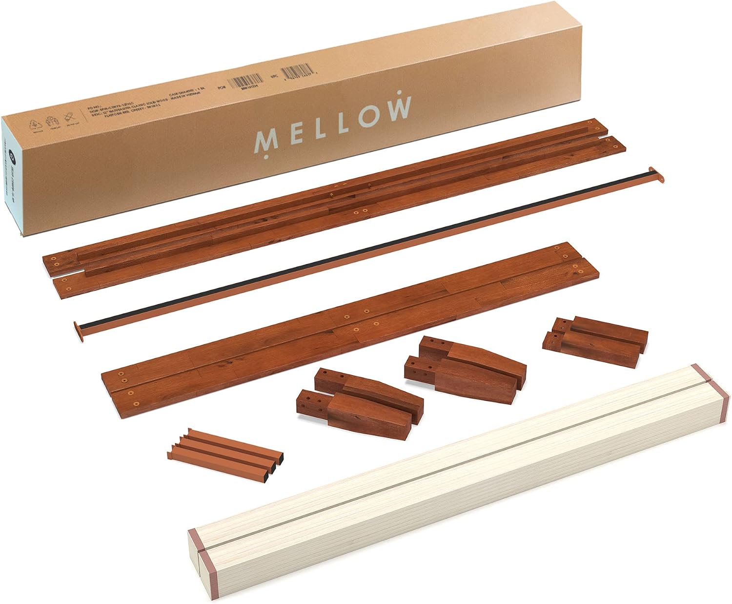 Mellow Naturalista Classic 16 Inch Solid Wood Platform Bed with Wooden Slats, Cherry, Twin