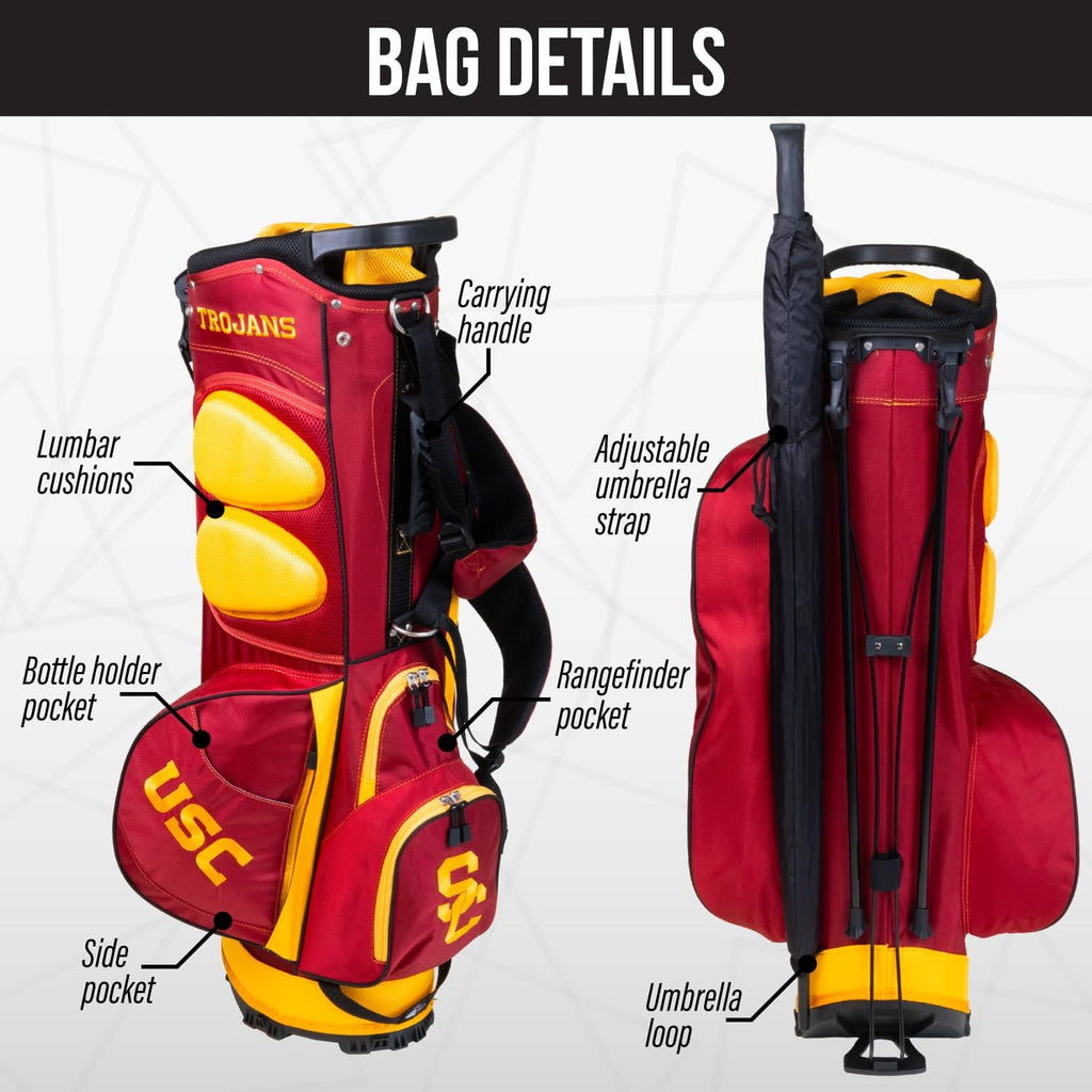 Team Golf NCAA Fairway Golf Stand Bag, Lightweight, 14-Way Top, Spring Action Stand, Insulated Cooler Pocket, Padded Strap, Umbrella Holder & Removable Rain Hood