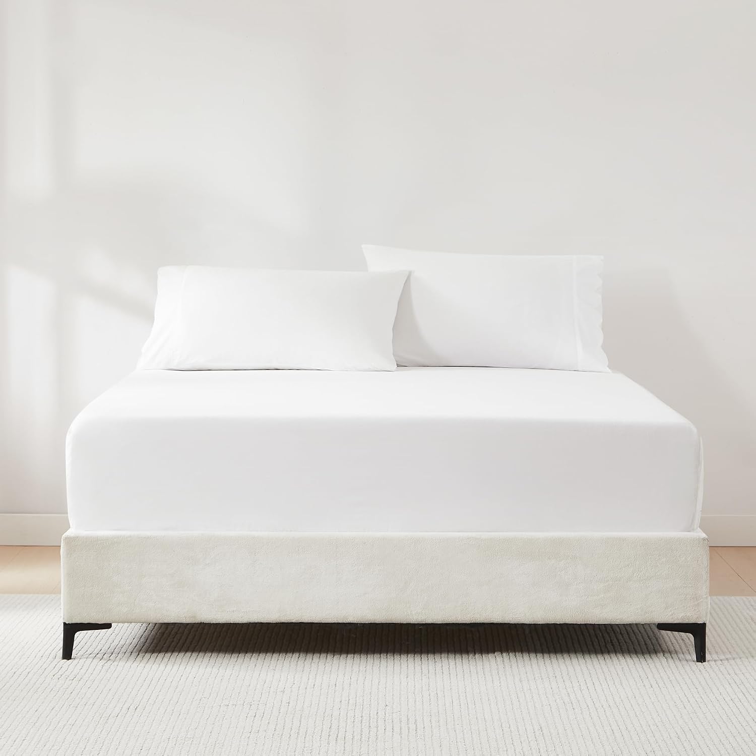 Lush Decor Coastal Chic Scalloped Edge Cotton Sheet Set 4 Piece Set Queen White - White Sheets - Scallop Trim - Bed Sheets - Coastal Decor