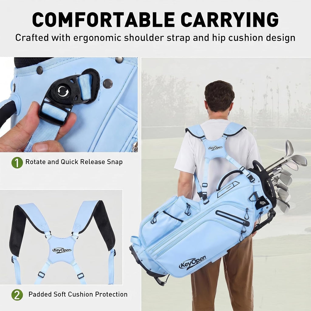 Lightweight Golf Stand Bag, 14 Way Golf Bags with Full Length Dividers for Men Women, Encrypted 900D Weather-Proof Club Carry Bag with Ergonomic Dual Strap, Cooler Pockets, 9 Pockets