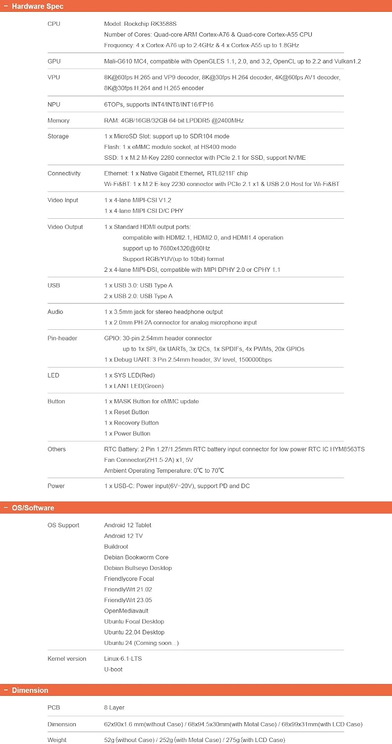 FriendlyElec NanoPi M6 Computer Mini Router OpenWRT, LPDDR5 4GB/16GB/32GB RAM, 6Tops NPU Mali-G610 GPU RK3588S SoC, for NAS, Smart Gateway and 8K Video Playing, Support Debian Ubuntu (32GB SBC)
