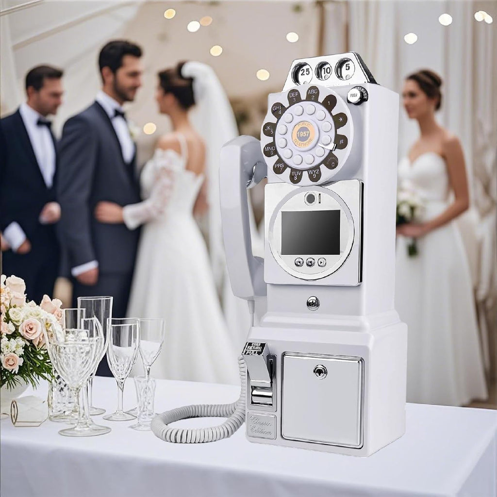 Video & Audio Guest Book, 32/64/128GB Wedding Phone Guestbook Creative, Fun Engagements Anniversaries Baby Showers Graduation (Victorian, White),128G