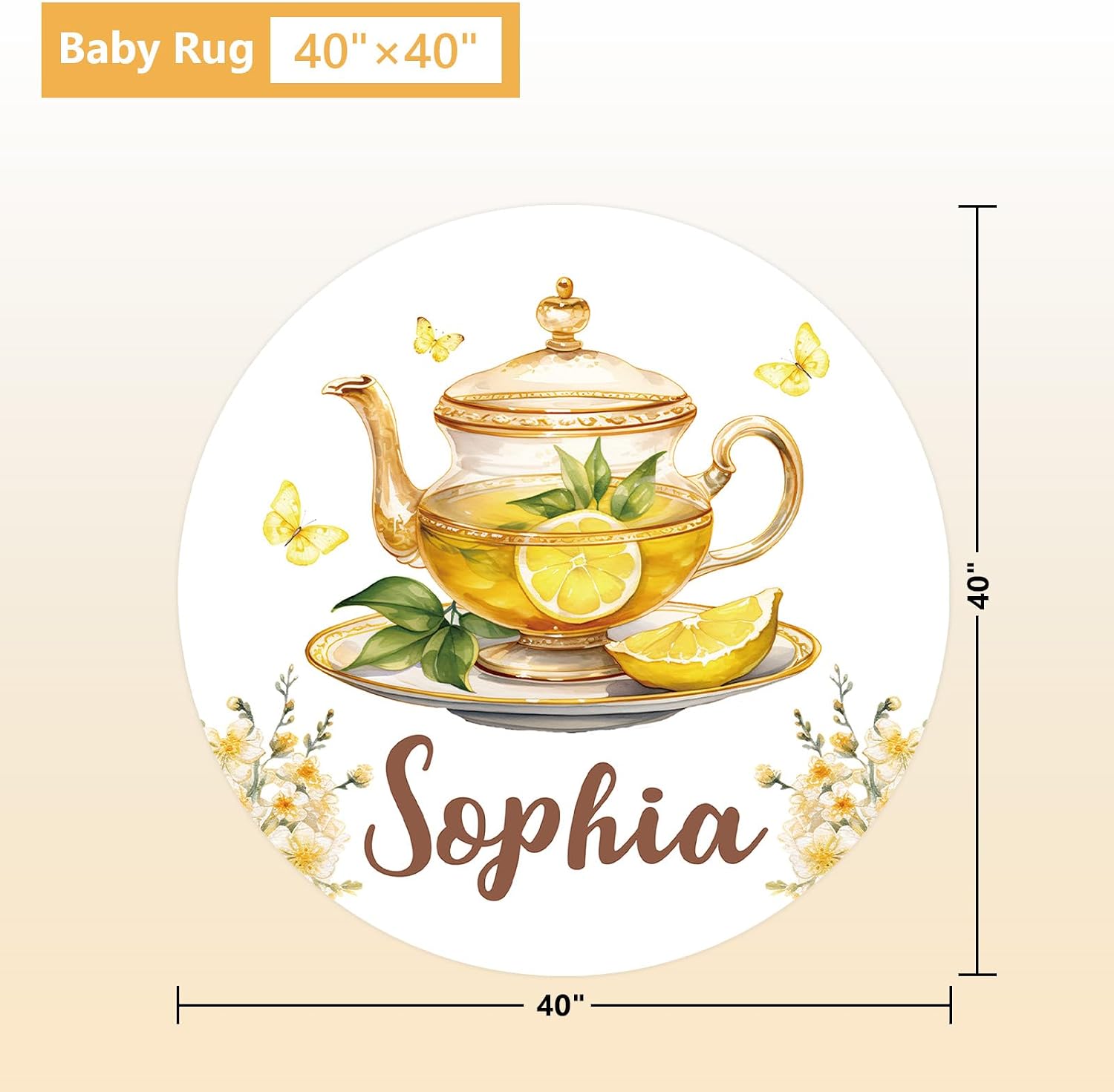 Terwex Personalized Baby Crib Bedding Set, 5 Pcs Custom Name Nursery Bedding Set, Lemon Tea Baby Bedding Set for Girls Boys, Double Layer Flannel Baby Crib Set, Toddlers Kids Infants Customized Gifts