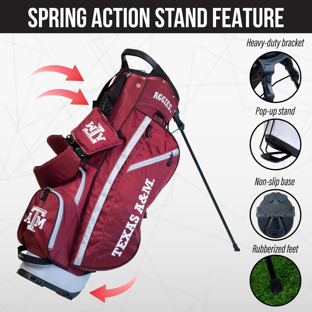 Team Golf NCAA Fairway Golf Stand Bag, Lightweight, 14-Way Top, Spring Action Stand, Insulated Cooler Pocket, Padded Strap, Umbrella Holder & Removable Rain Hood