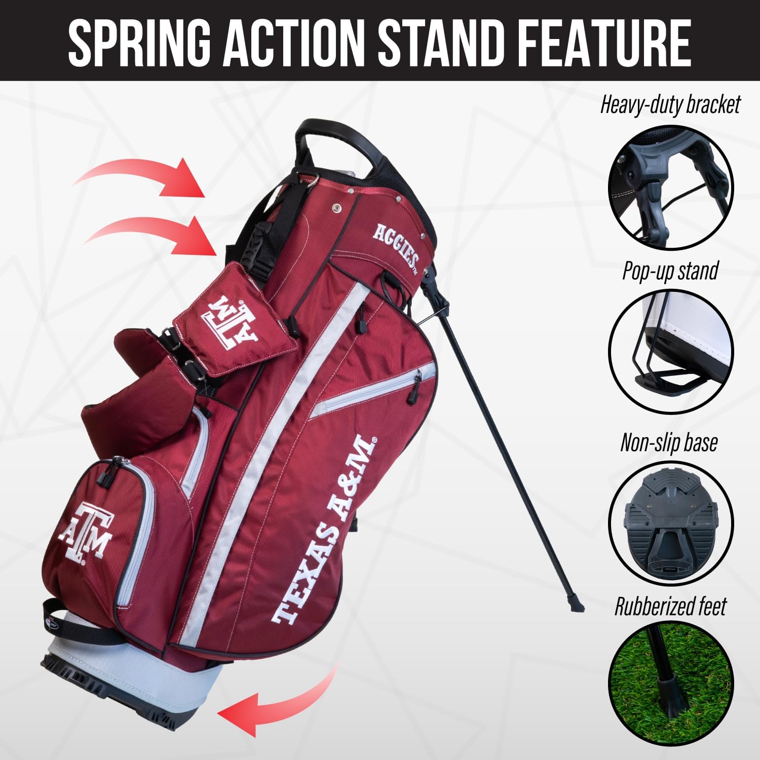 Team Golf NCAA Fairway Golf Stand Bag, Lightweight, 14-Way Top, Spring Action Stand, Insulated Cooler Pocket, Padded Strap, Umbrella Holder & Removable Rain Hood