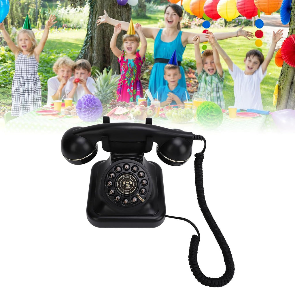 Wedding Recorder Audio Guestbook, Antique Telephones with Recording Function Retro Keypad Phone, 8G Capacity Audio Messages Telephone Record (Black)
