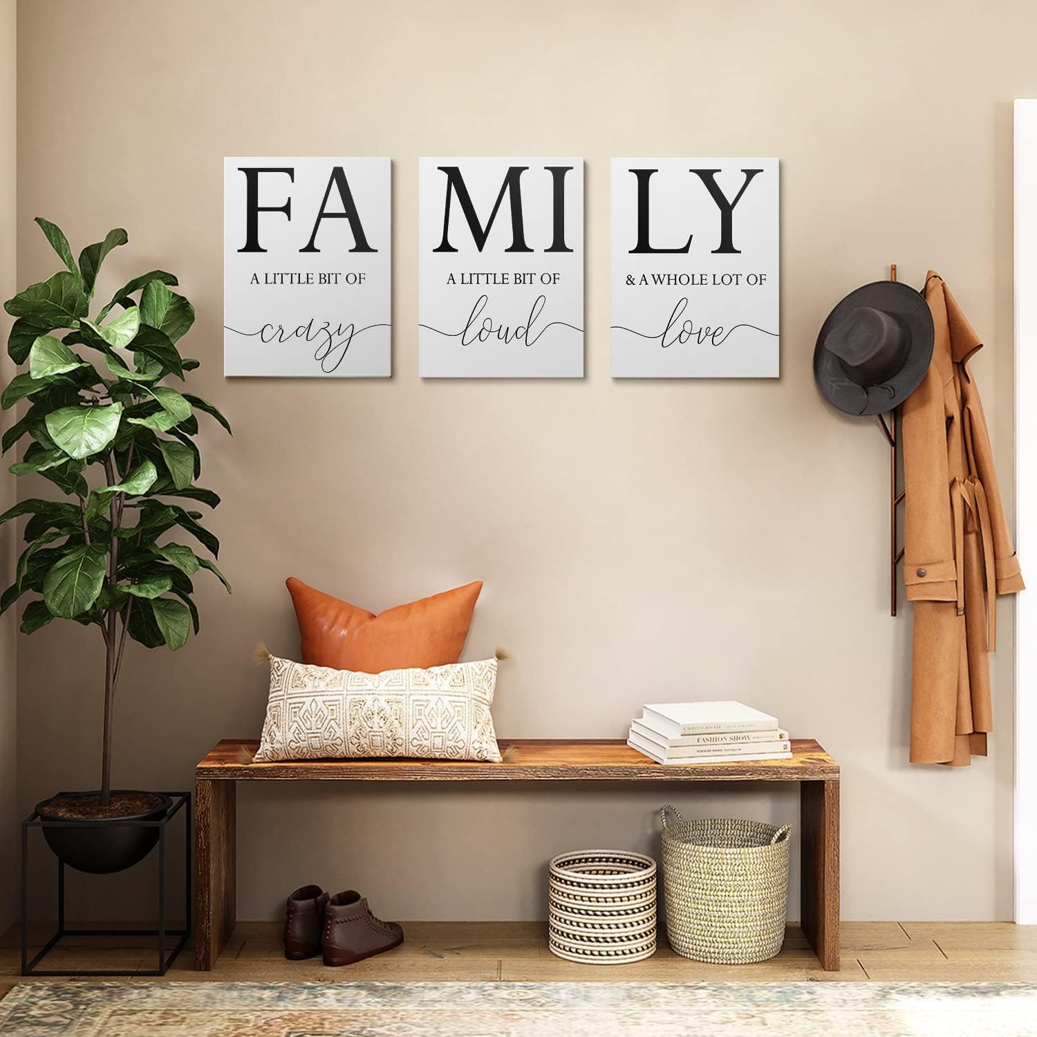 GUBIYU Home Family Wall Decor, Wall Art for Living Room Set of 3 Inspirational Canvas Prints Black and White Framed Canvas Art Paintings Wood Wall Decoration for Dining Room Bedroom Home Decor 24'x36'