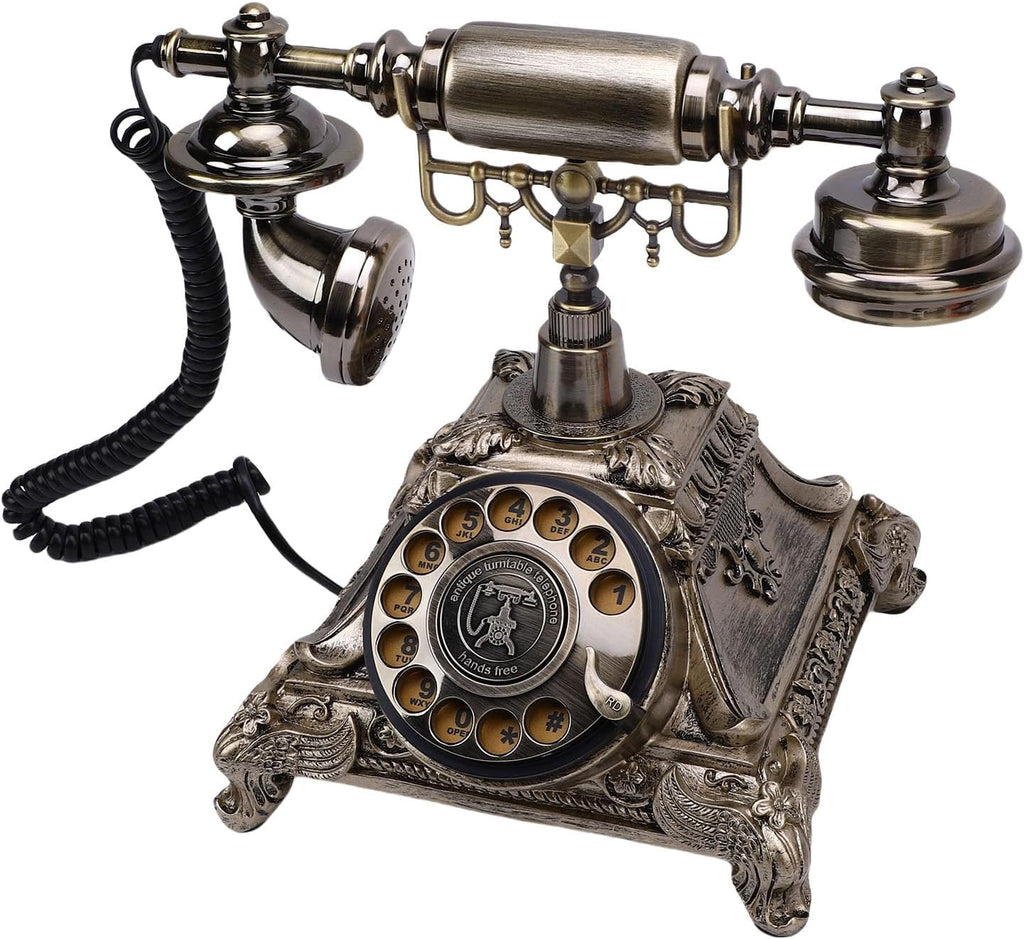 Audio Guest Book Phone, 32G Capacity Vintage Retro Telephone, Retro Audio Telephone Recording Customized Voice Message for Your Wedding Party, Wedding Idea Alternative (Antique Brass Color)