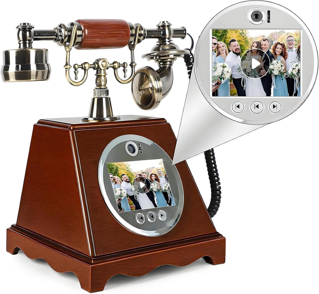 New Video Audio Guest Book Wedding Phone, 128G 1080P HD Video Audio Phone Guestbook, Creative Record Audio GuestBook for Wedding Bridal Shower, Birthday, Graduations, Baby Shower(A)