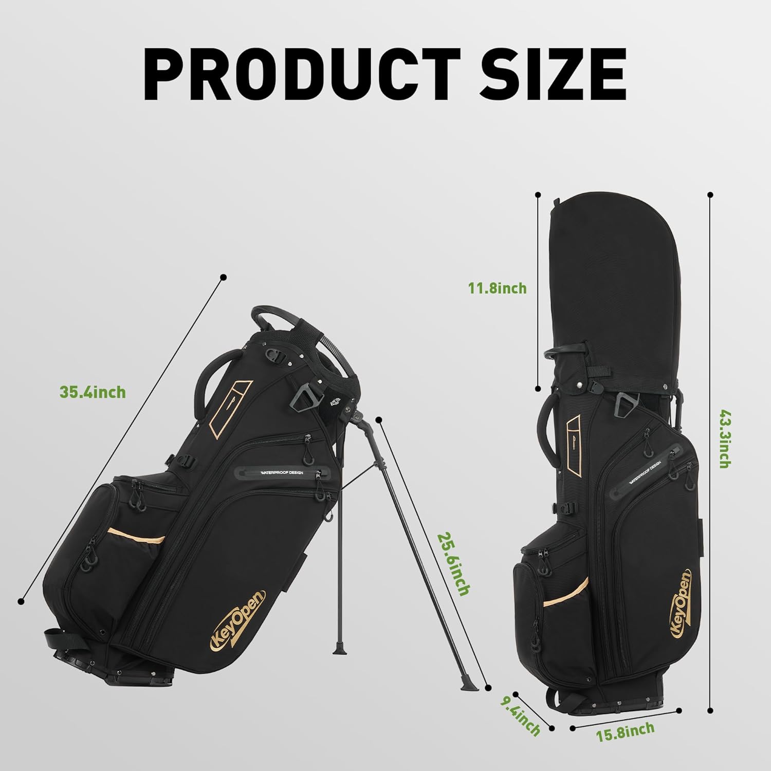 Lightweight Golf Stand Bag, 14 Way Golf Bags with Full Length Dividers for Men Women, Encrypted 900D Weather-Proof Club Carry Bag with Ergonomic Dual Strap, Cooler Pockets, 9 Pockets