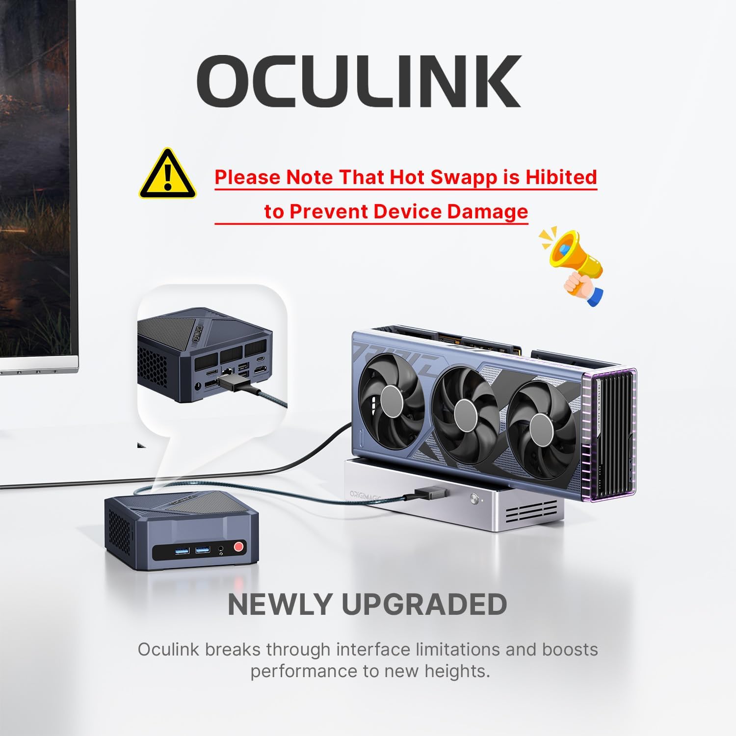 A1 Mini PC Oculink, Ryzen 7 7840HS, 32GB DDR5 1TB M.2 PCIe 4.0 SSD, Radeon 780M GPU Mini Desktop PC, 8K-USB 4.0, WiFi 6E, BT 5.2, 2.5G LAN, Mini Computers for Home/Office/Gaming