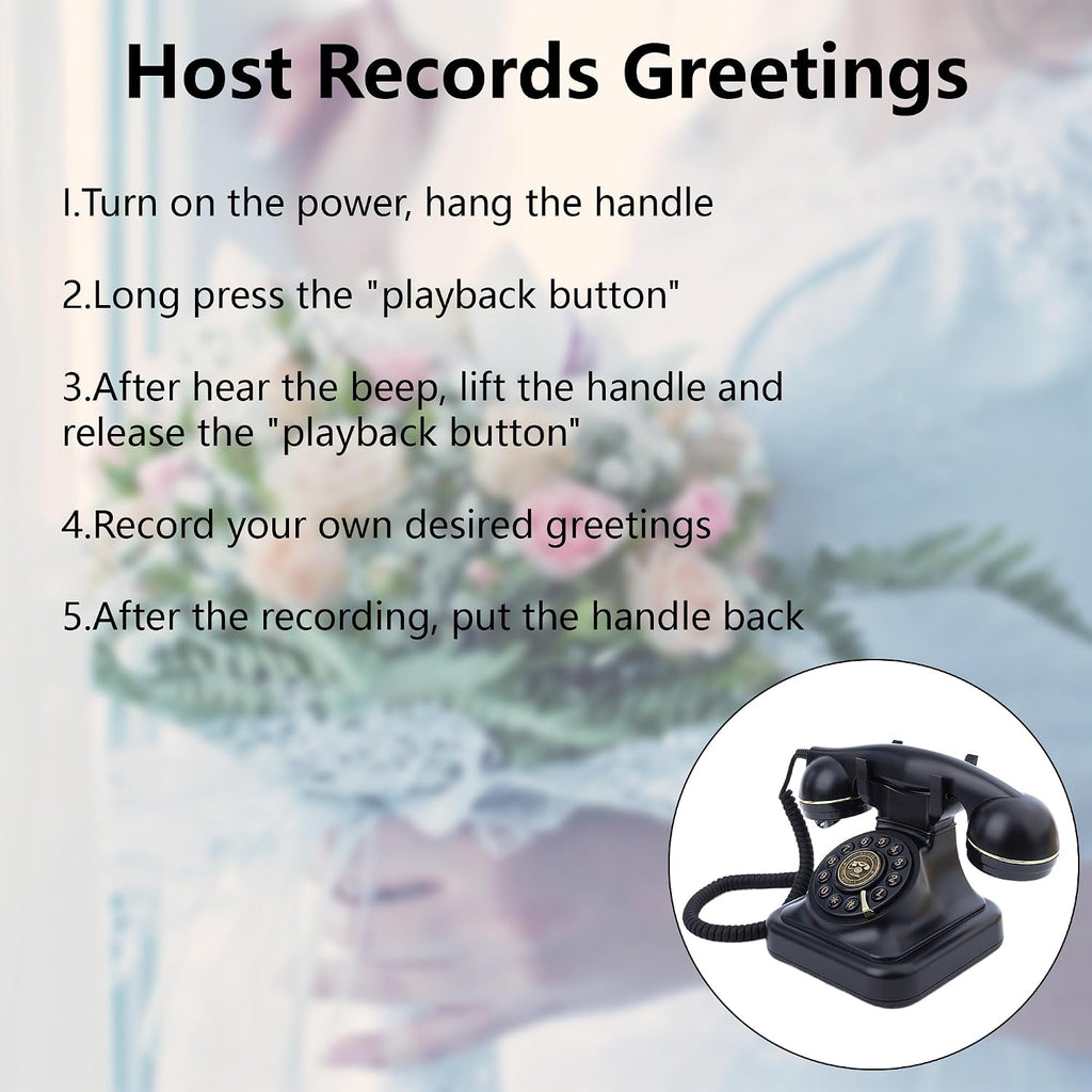 Audio Guest Book Wedding Phone: Record Customized Audio Messages with Voicemail, Vintage Phone Message Book, Wedding Guest Book for Wedding, Party, Confession (Pink)