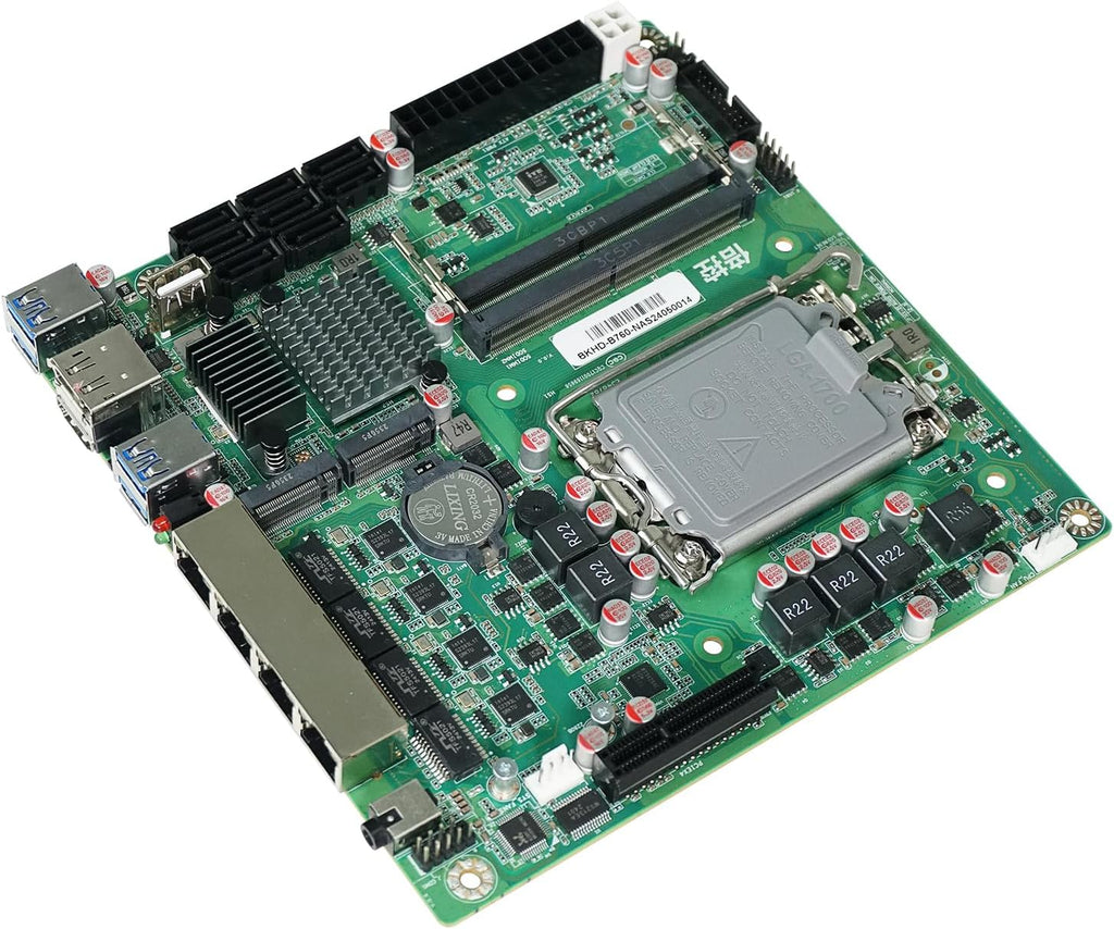 B760 NAS Motherboard is Suitable for Processor 12/13/14 Generation CPU |2X M.2 NVMe|8X SATA3.0|4X Intel 2.5G Network Port 17 * 17cm Soft Router ITX Mainboard