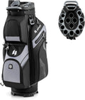 ULTIMATE 14-Way Golf Cart Bag, Golf Bag w/Molded Lock Top & Full Length Dividers, Portable Golf Club Bag w/11 Pockets, Cooler Bag, Padded Strap & Rain Hood for Men Women