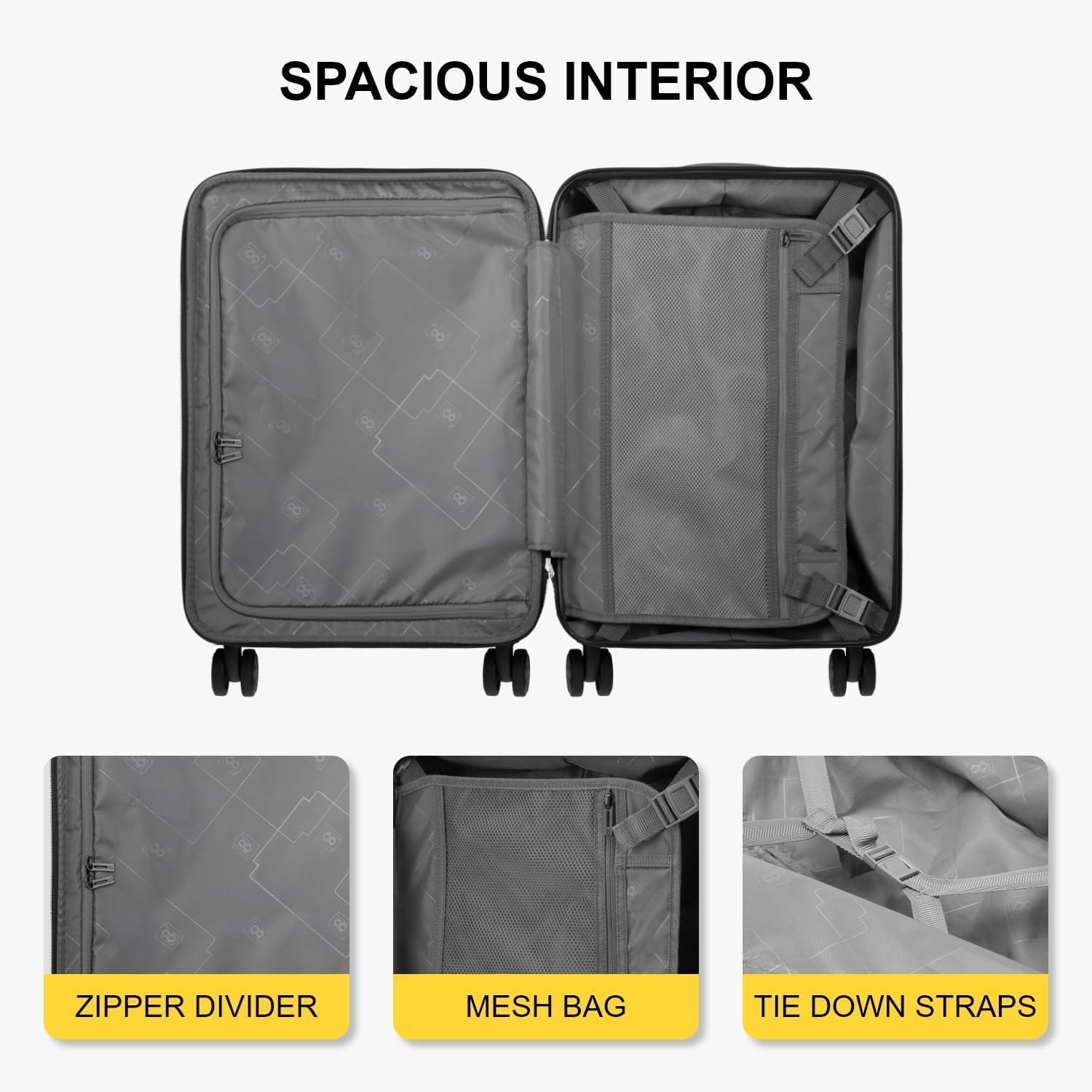 LEVEL8 Grace Carry On Luggage Airline Approved, 20 Inch Expandable Hardside Carry On Suitcase With Wheels, Abs+Pc Small Luggage with Tsa Lock, Blue, 20-Inch
