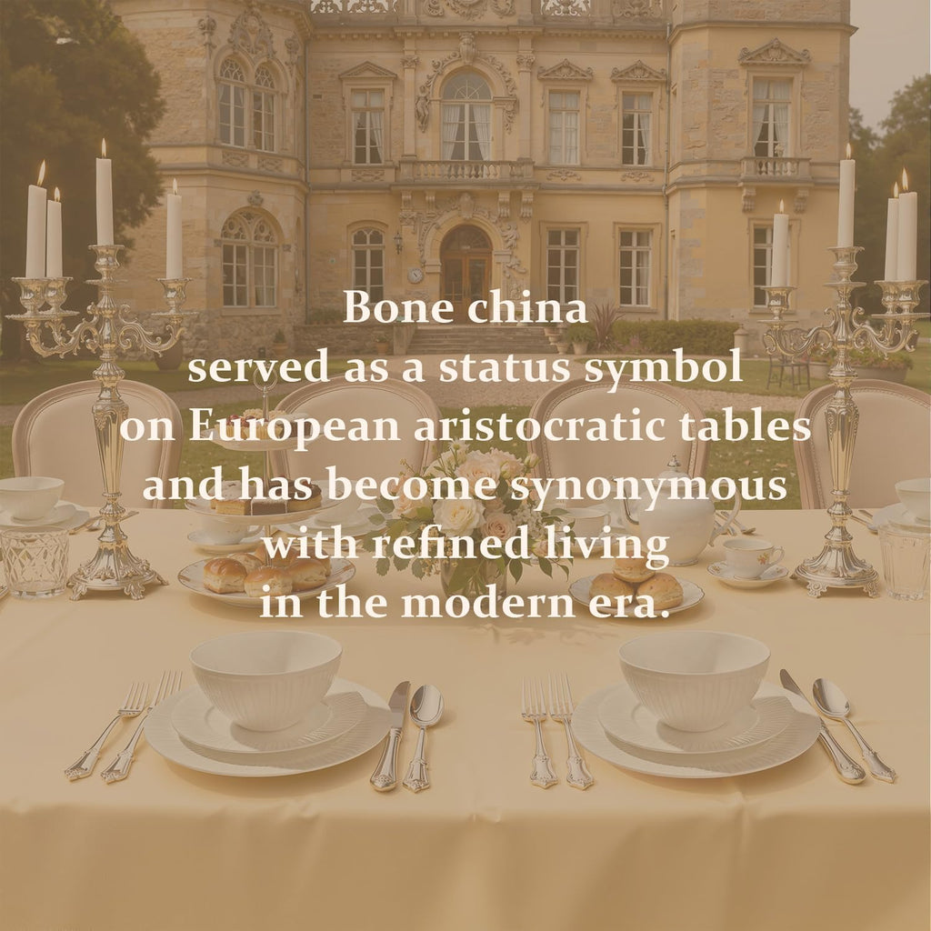 KINGSTONE Bone China Dinnerware Set, 18-Piece White Lightweight Porcelain with Textured Design Service for 6, Plates, Bowls, for Family Dining, Restaurants, Gifting，Microwave and Dishwasher Safe
