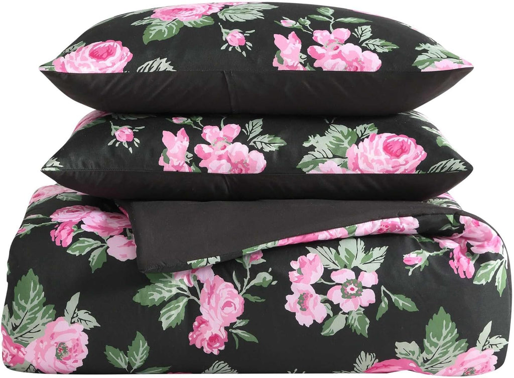 Betsey Johnson - Queen Bedding Set, Wrinkle-Resistant 8 Piece Bed Set, Ultra-Soft Comforter w/Matching Bed Sheets, Pillowcases & Throw Blanket, Lightweight for All-Season Comfort (Garden Floral Pink)