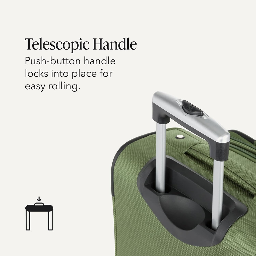 SWISSGEAR Sion Softside Expandable Spinner Luggage Durable Lightweight Travel Suitcase, Evergreen, Carry-On