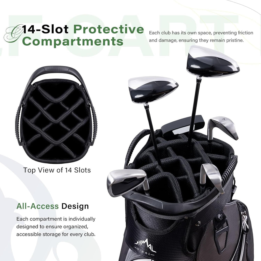 uniHimal Golf Cart Bag with 14-Way Divider Top, Ample Storage Space, Men's Golf Bag with Handles and Umbrella Holder