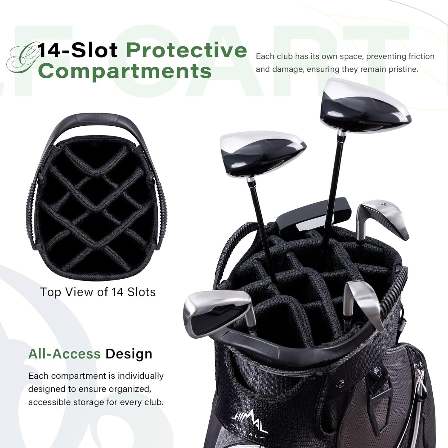 uniHimal Golf Cart Bag with 14-Way Divider Top, Ample Storage Space, Men's Golf Bag with Handles and Umbrella Holder