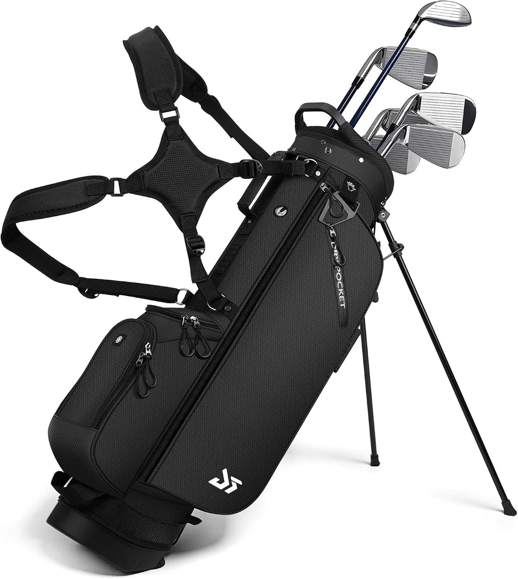 Golf Stand Bag with Cooler Pocket, Lightweight Sunday Carry Bag with Glove Patch & Tee Holder, Portable for Driving Range & Par 3 Course, Men & Women